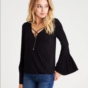 American Eagle Outfitters AE Soft & Sexy Bell Sleeve Top
